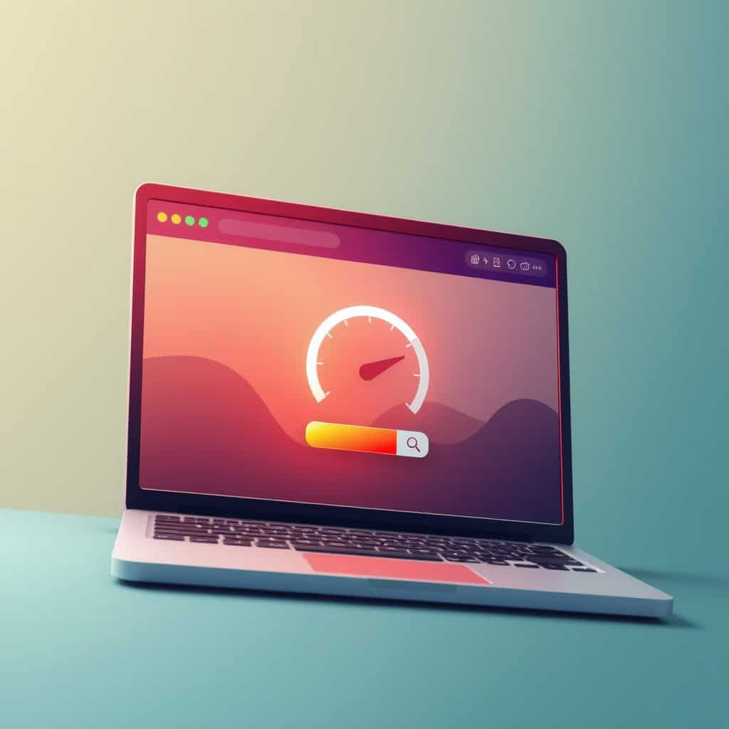 Laptop zeigt Lade- oder Suchanzeige.