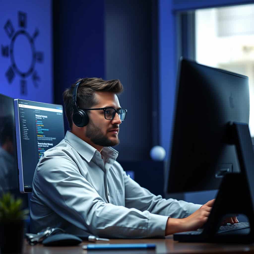 Programmierer arbeitet am Computer