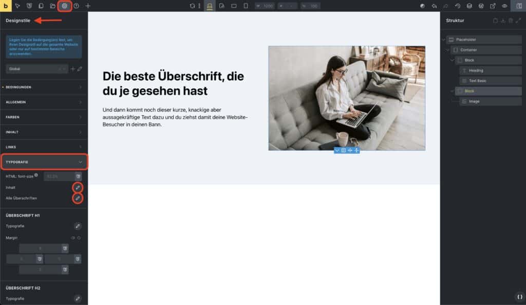 Typographie global anpassen