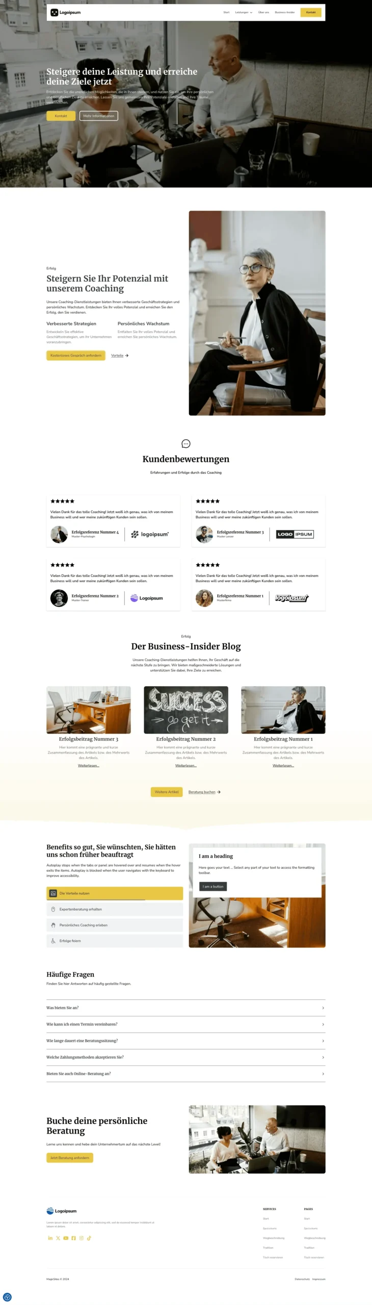 Coaching-Website für Leistungssteigerung und Zielerreichung