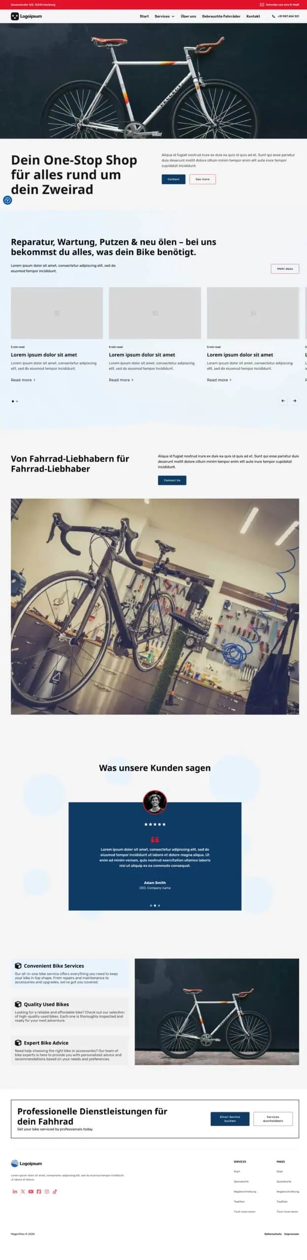 Fahrradreparatur und -pflege Dienstleistungen Webseite